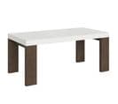 Table Extensible 90x180/284 Cm Roxell Mix Dessus Frêne Blanc Pieds Noyer