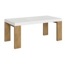 Table Extensible 90x180/284 Cm Roxell Mix Dessus Frêne Blanc Pieds Chêne Nature