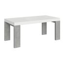 Table Extensible 90x180/284 Cm Roxell Mix Dessus Frêne Blanc Pieds Ciment