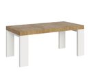 Table Extensible 90x180/284 Cm Roxell Mix Dessus Chêne Nature Pieds Frêne Blanc