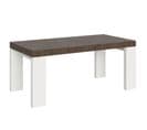 Table Extensible 90x180/440 Cm Roxell Mix Dessus Noyer Pieds Frêne Blanc