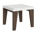 Table Extensible 90x90/246 Cm Naxy Mix Dessus Frêne Blanc Pieds Noyer