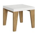 Table Extensible 90x90/246 Cm Naxy Mix Dessus Frêne Blanc Pieds Chêne Nature