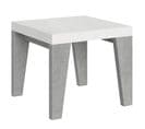 Table Extensible 90x90/246 Cm Naxy Mix Dessus Frêne Blanc Pieds Ciment