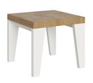 Table Extensible 90x90/246 Cm Naxy Mix Dessus Chêne Nature Pieds Frêne Blanc