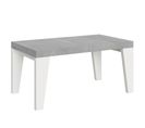 Table Extensible 90x160/264 Cm Naxy Mix Dessus Ciment Pieds Frêne Blanc