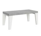 Table Extensible 90x180/284 Cm Naxy Mix Dessus Ciment Pieds Frêne Blanc