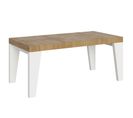 Table Extensible 90x180/440 Cm Naxy Mix Dessus Chêne Nature Pieds Frêne Blanc