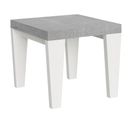 Table Extensible 90x90/246 Cm Spimbo Mix Dessus Ciment Pieds Frêne Blanc