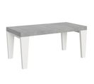 Table Extensible 90x180/284 Cm Spimbo Mix Dessus Ciment Pieds Frêne Blanc