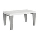 Table Extensible 90x160/420 Cm Spimbo Mix Dessus Frêne Blanc Pieds Ciment