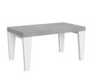 Table Extensible 90x160/420 Cm Spimbo Mix Dessus Ciment Pieds Frêne Blanc