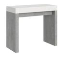 Console Extensible 90x40/196 Cm Roxell Mix Small Dessus Frêne Blanc - Structure Ciment