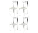 Set De 4 Chaises Elena En Acier, Assise Rembourrée En Simili-cuir Blanc