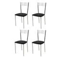 Set De 4 Chaises Elena En Acier, Assise Rembourrée En Simili-cuir Noir