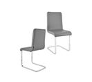 Set 2 Chaises Greta,pieds En Acier Chromé,assise En Bois Multicouche Revêtue En Faux Cuir Gris Foncé