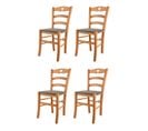 Set 4 Chaises Cuore En Hêtre Couleur Miel, Assise En Tissu Chevreuil