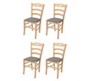 Set 4 Chaises Cuore En Hêtre Couleur Naturel, Assise En Tissu Chevreuil