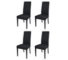 Set 4 Chaises Glam, Structure En Hêtre Couleur Noir, Assise Et Dossier Revêtus En Tissu