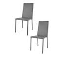 Set 2 Chaises Empilables Julia Structure En Acier,assise Et Dossier Revêtus En Simil Cuir Gris Foncé