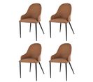 Set 4 Chaises Jessica Cuir Artificiel Cuir, Pieds En Fer Noir Mat