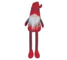 Gnome Longues Jambes Rouge Gris Tissu Décor De Noël 67x10x14