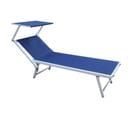 Chaise longue Bleu Aluminium Textilène Balcon Plage 38x186x61