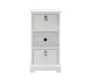 Table De Chevet 3 Tiroirs Bois Mdf Blanc Gris, Moderne Pour Salle De Bain