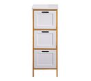 Commode De Salle De Bains 3 Tiroirs Mdf Bois Blanc Bambu