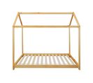 Cadre De Lit Simple Pour Enfants En Forme De Maison En Bois Naturel 80x160