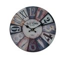 Horloge Décorative Horloges Murale Mdf Blanc Marron Gris Style Retro