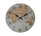 Horloge Murale Avev Carte Du Monde Mdf Brun Gris Style Rétro Pour Cuisine