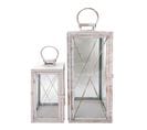 Lot De 2 Grands Bougeoirs En Métal Pvc Blanc Pour Maison Jardin