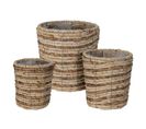 Set De 3 Paniers À Plantes Paniers Doublés Paille De Maïs Marron