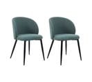 Chaises Festuca 81x54x56 Tissu En Polylin Métal Vert D'eau Noir Moderne Set 2 Pièces