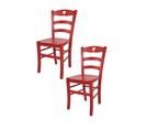 Set 2 Chaises Cuore Cuisine, Bar Et Salle à Manger En Hêtre Aniline Rouge, Assise En Bois