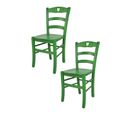 Set 2 Chaises Cuore Cuisine, Bar Et Salle à Manger En Hêtre Aniline Verte, Assise En Bois