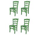 Set 4 Chaises Cuore Cuisine, Bar Et Salle à Manger En Hêtre Aniline Verte, Assise En Bois