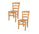 Set 2 Chaises Cuore Cuisine, Bar Et Salle à Manger, Bois De Hêtre Miel, Assise En Bois