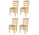 Set 4 Chaises Cuore Cuisine, Bar Et Salle à Manger, Bois De Hêtre Naturel, Assise En Bois