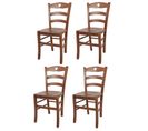 Set 4 Chaises Cuore Cuisine, Bar Et Salle à Manger En Hêtre Noyer Clair, Assise En Bois