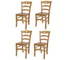 Set 4 Chaises Cuore Cuisine, Bar Et Salle à Manger En Hêtre Couleur Chêne, Assise En Bois