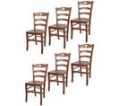 Set 6 Chaises Cuore Cuisine, Bar Et Salle à Manger En Hêtre Noyer Clair, Assise En Bois