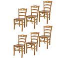 Set 6 Chaises Cuore Cuisine, Bar Et Salle à Manger En Hêtre Couleur Chêne, Assise En Bois