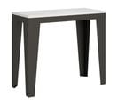 Console Extensible 90x40/196 Cm Flame Small Evolution Frêne Blanc Cadre Anthracite