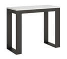 Console Extensible 90x40/300 Cm Tecno Evolution Frêne Blanc Cadre Anthracite