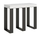 Console Extensible 90x40/196 Cm Sintesi Small Frêne Blanc Cadre Anthracite