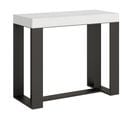 Console Extensible 90x40/196 Cm Futura Small Frêne Blanc Cadre Anthracite