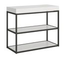 Console Extensible 90x40/300 Cm Plano Frêne Blanc Cadre Anthracite