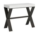 Console Extensible 90x40/300 Cm Xenia Premium Frêne Blanc Cadre Anthracite